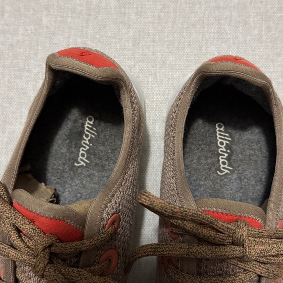 EUC-Wmns Allbirds Trail Runner-8-Sand Taupe/Orange Knit Mesh Uppers-White Soles - Picture 6 of 16